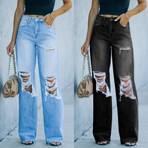 New Fashion Street Wind Tide High Waist Sexy Casual Elastic Buckle Jeans