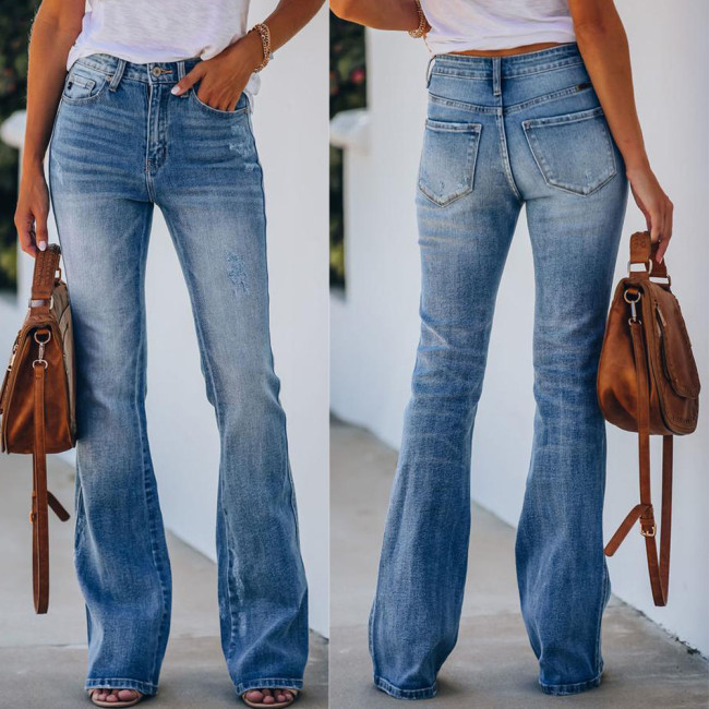 Fashion High Waist Push Up Elastic Flare Jeans