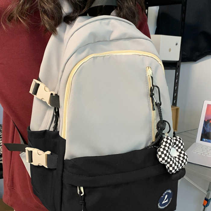 Light contrast color backpack female schoolbag female junior high school student backpack female shoulder