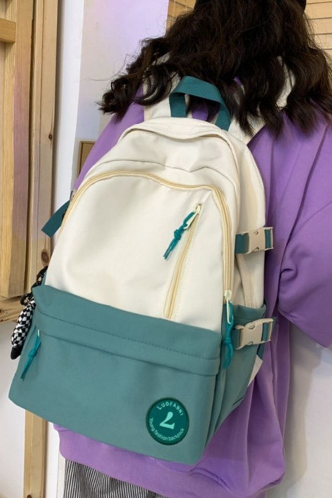 Light contrast color backpack female schoolbag female junior high school student backpack female shoulder