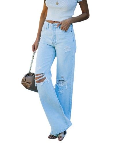Summer High Waist Ripped Fashion Clothes Loose Streetwear Denim Jeans