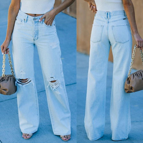Summer High Waist Ripped Fashion Clothes Loose Streetwear Denim Jeans