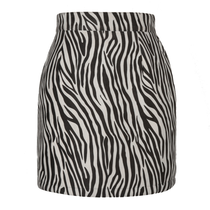 Suede print half skirt autumn and winter fashion cashew flower zipper A-line short skirt