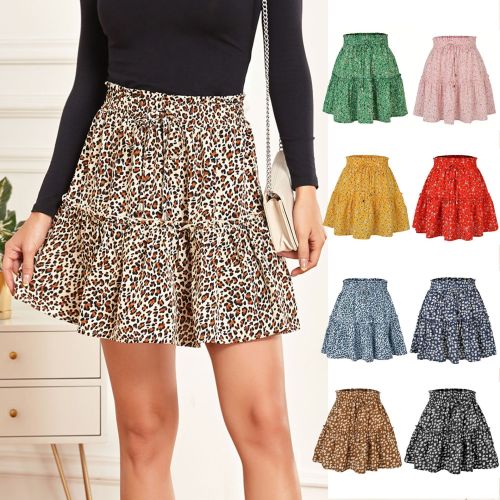 Women's high waist fashion print half skirt shein style small floral A word short skirt female
