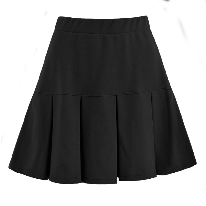 Elastic high waist pleated half skirt solid color pleated skirt short skirt
