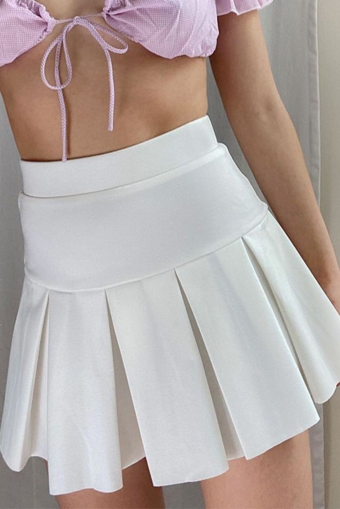 Elastic high waist pleated half skirt solid color pleated skirt short skirt