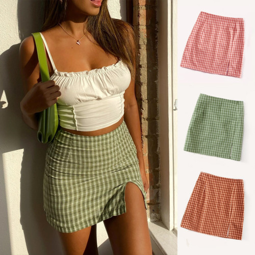 Split short skirt fashionable and versatile high waist zipper slim half-body skirt women