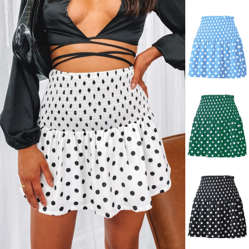 Loose half skirt high waist super stretch cross-border polka dot print short skirt