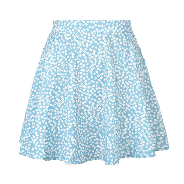 Floral half skirt high waist umbrella skirt invisible zipper chiffon print short skirt female