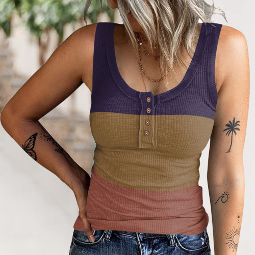 Contrast Color Sleeveless Tank Top