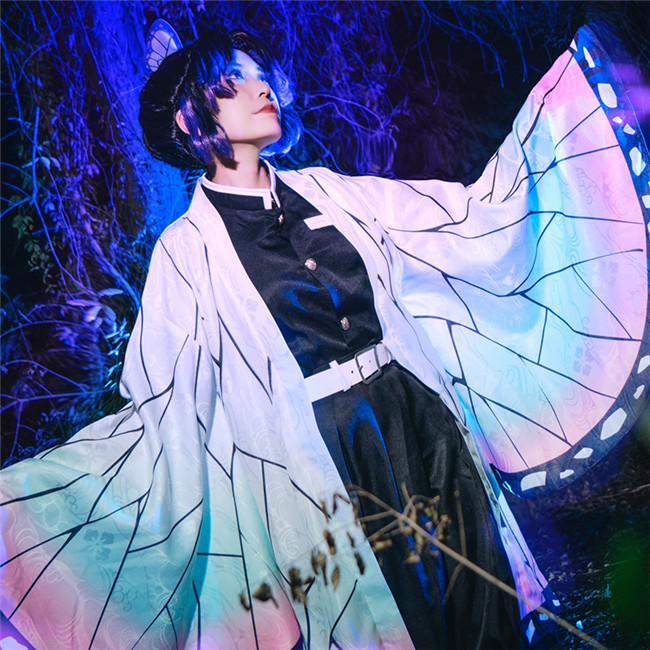 kelihood Japanische Anime Demon Slayer Cosplay:Kimetsu no Yaiba Nezuko Kamado Cosplay Kostüm Kimono Set mit Perücke,Geeignet für Cosplay-Comic-Ausstellungen-EIN_ganzes_Set_S