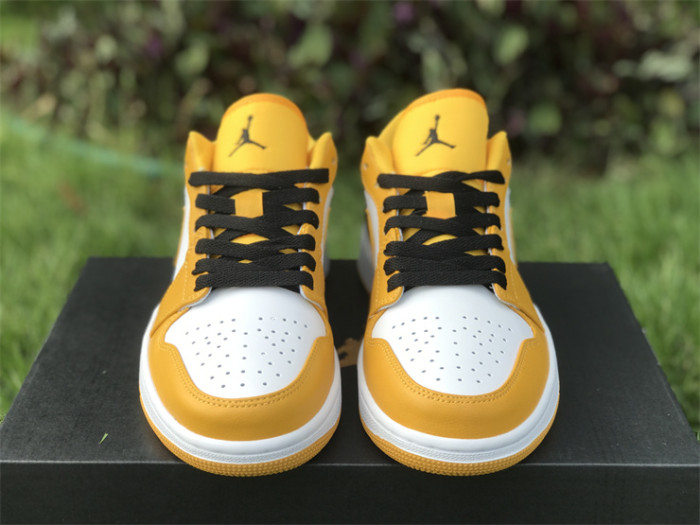 Authentic Air Jordan 1 Low White Yellow Black