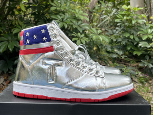 Trump High Top Silver Shoes