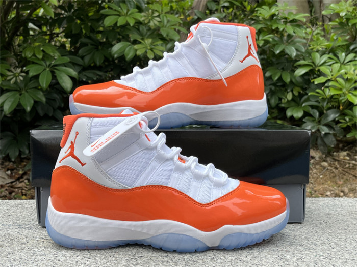 Authentic Air Jordan 11 White Orange