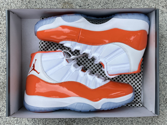 Authentic Air Jordan 11 White Orange