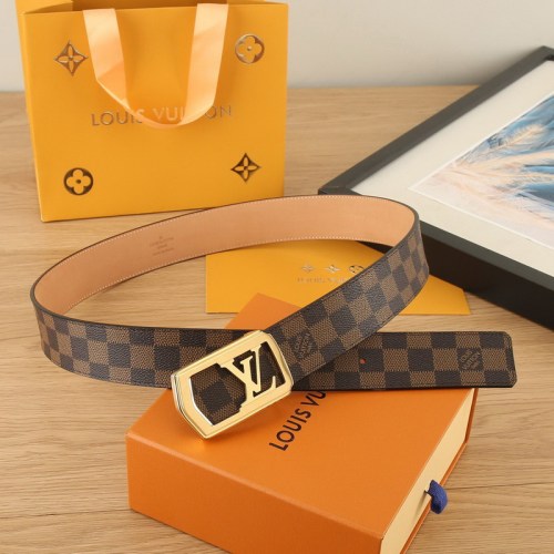 Super Perfect Quality LV Belts(100% Genuine Leather Steel Buckle)-4532