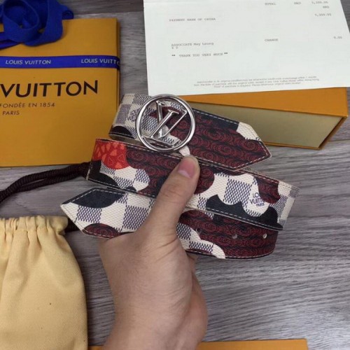 Super Perfect Quality LV women Belts(100% Genuine Leather,Steel Buckle)-100