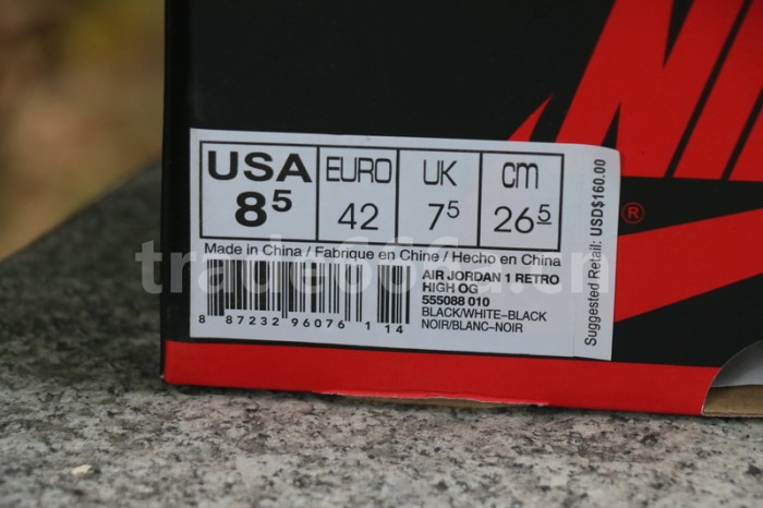 Authentic Air Jordan 1 OG Retro High Black/White