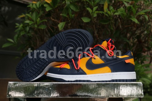 Authentic OFF-WHITE x Nike Dunk Low “University Gold” GS