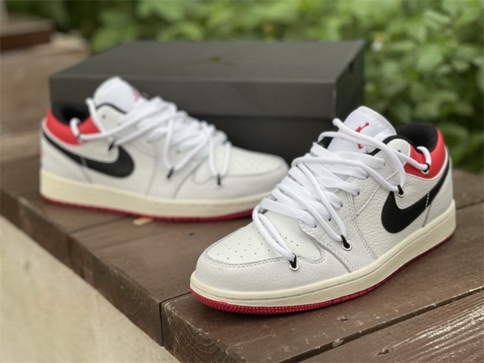 Authentic Air Jordan 1 Low White Red