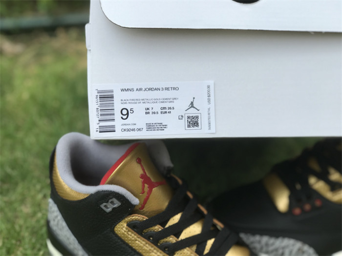 Authentic Air Jordan 3 Black Gold” Women Shoes