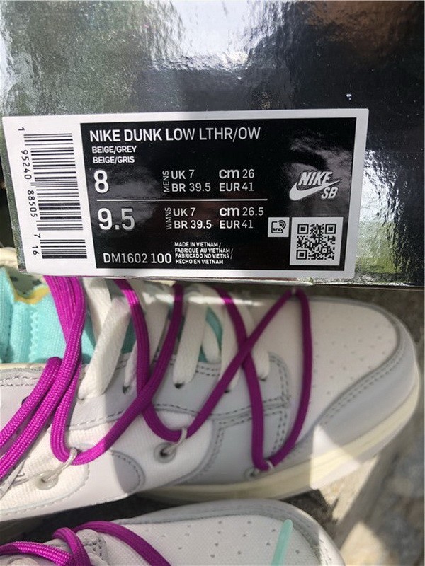Authentic Off-White x Nike Dunk Low Beige Grey Women Shoes