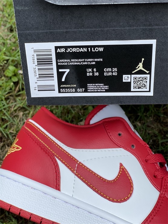 Authentic Air Jordan 1 Low White Red