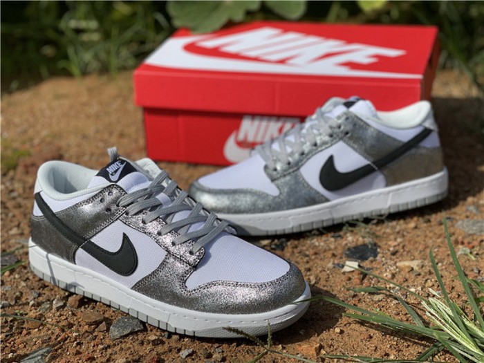 Authentic Nike Dunk Low White Silver
