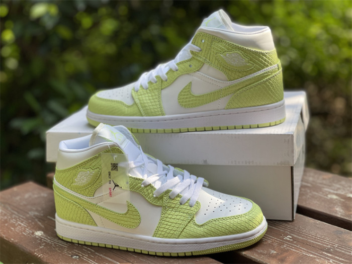 Authentic Air Jordan 1 Mid SE “Green Python”