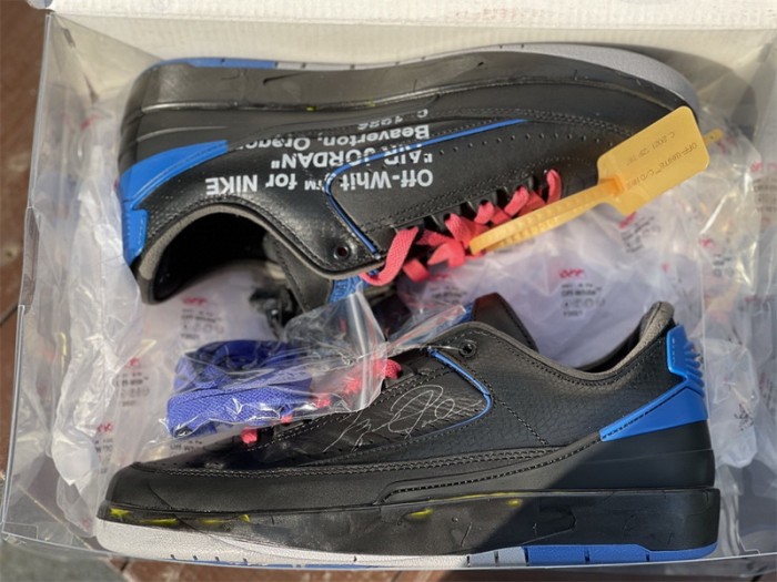 Authentic Off-White x Air Jordan 2 Low Black Blue (with correct boxes)