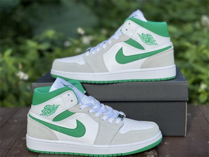 Authentic Air Jordan 1 Mid White Green