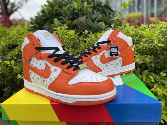 Authentic Supreme x Nike SB Dunk High”Stars Orange”