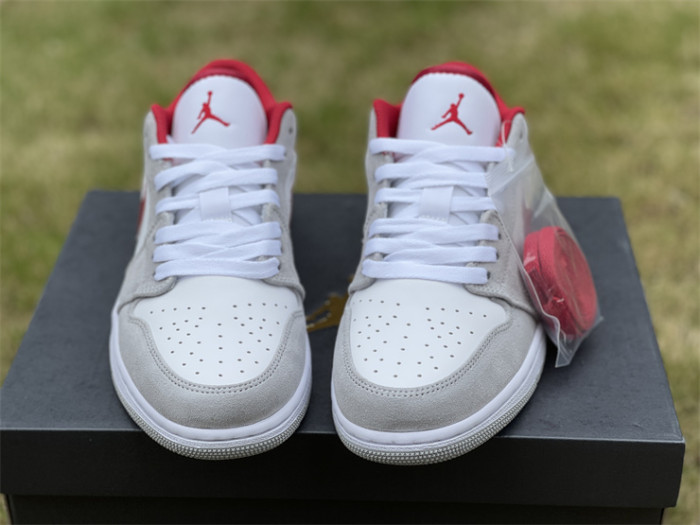 Authentic Air Jordan 1 Low Light Smoke Grey Gym Red