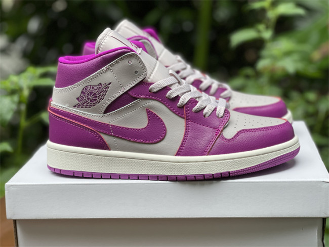 Authentic Air Jordan 1 Mid Purple Grey
