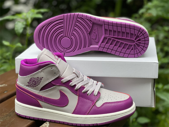 Authentic Air Jordan 1 Mid Purple Grey