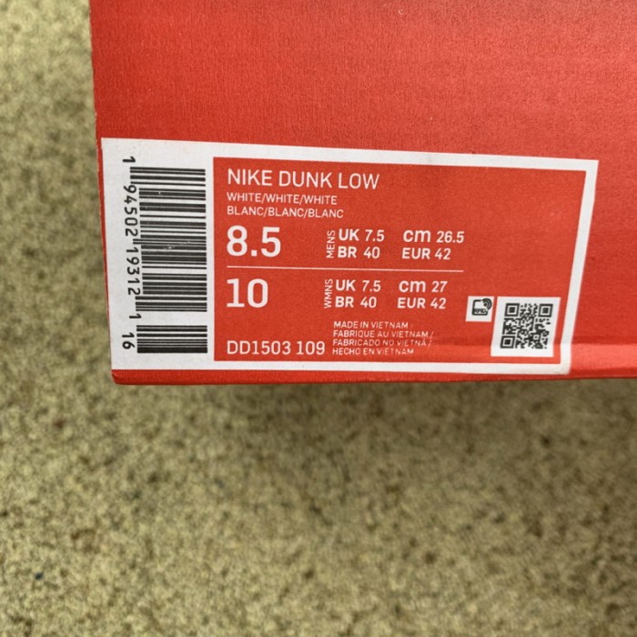 Authentic Nike Dunk Low “Triple White”