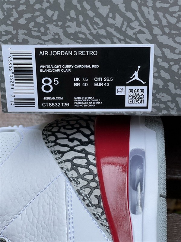 Authentic Air Jordan 3 Retro Cardinal Red