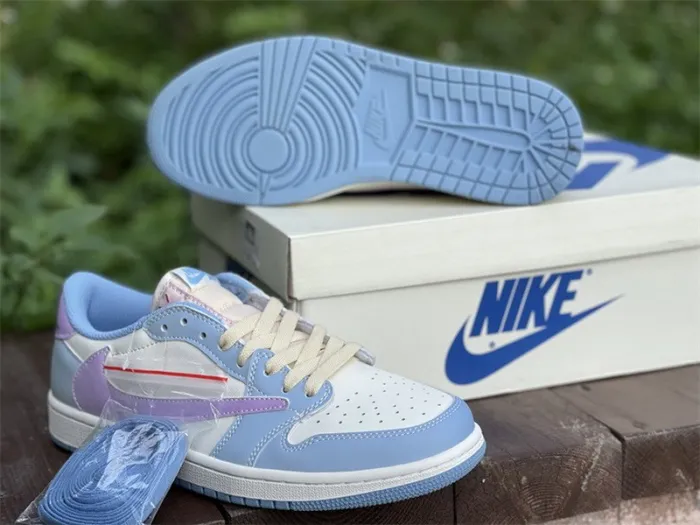 Authentic Travis Scott x Air Jordan 1 Low white discoloration