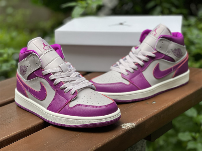 Authentic Air Jordan 1 Mid Purple Grey