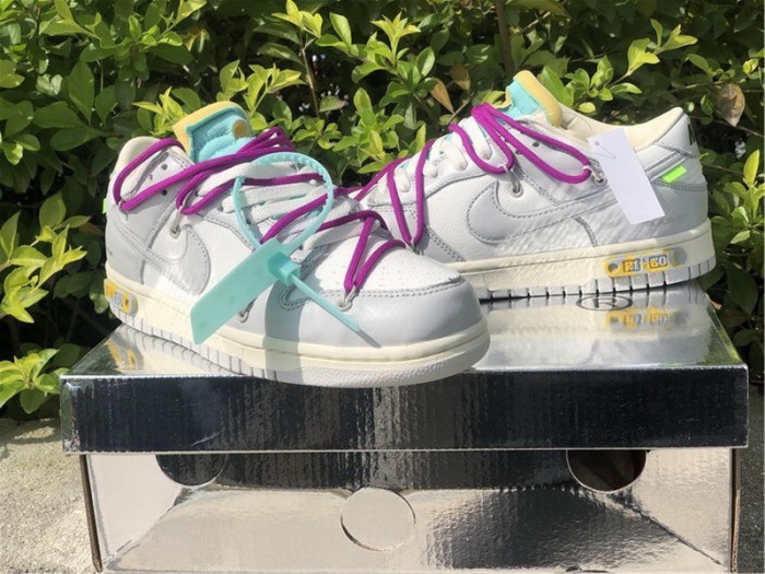 Authentic Off-White x Nike Dunk Low Beige Grey Women Shoes