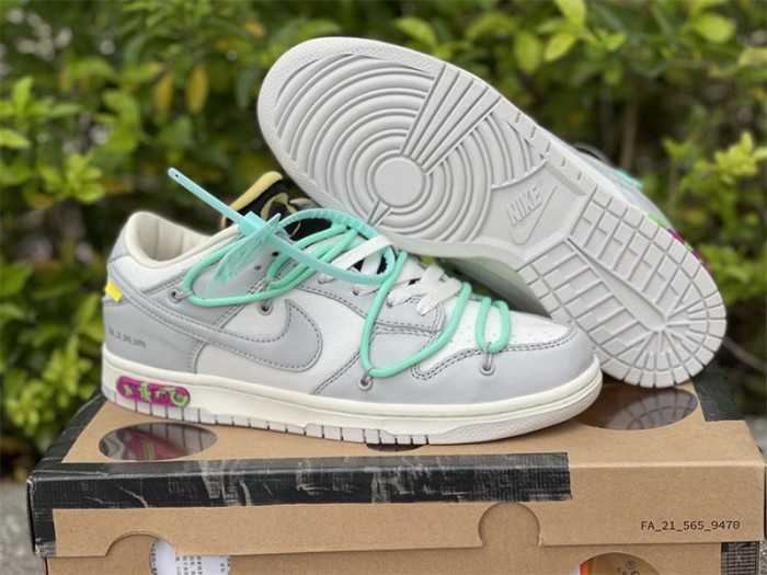 Authentic OFF-WHITE x Nike Dunk Low “The 50” Beige Grey Green