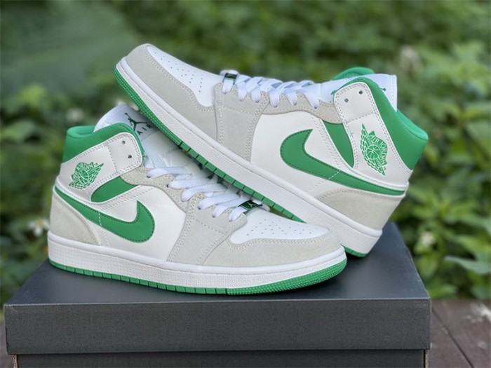 Authentic Air Jordan 1 Mid White Green