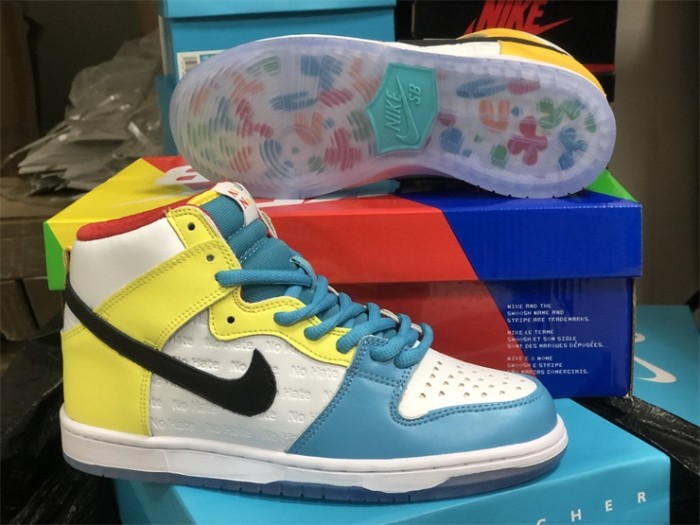Authentic Fro skate x Nike SB Dunk High All Love No Hate