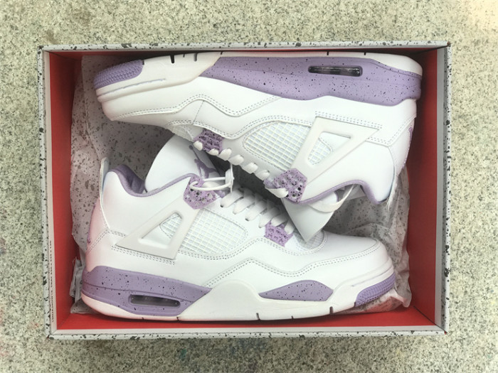 Authentic Air Jordan 4 White Purple