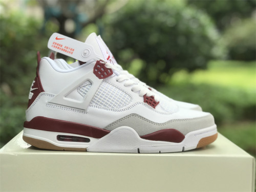 Authentic Nike SB x Air Jordan 4 White Dark Red