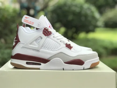 Authentic Nike SB x Air Jordan 4 White Dark Red