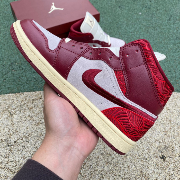 Authentic Air Jordan 1 Mid SE Tiki Leaf Women Shoes