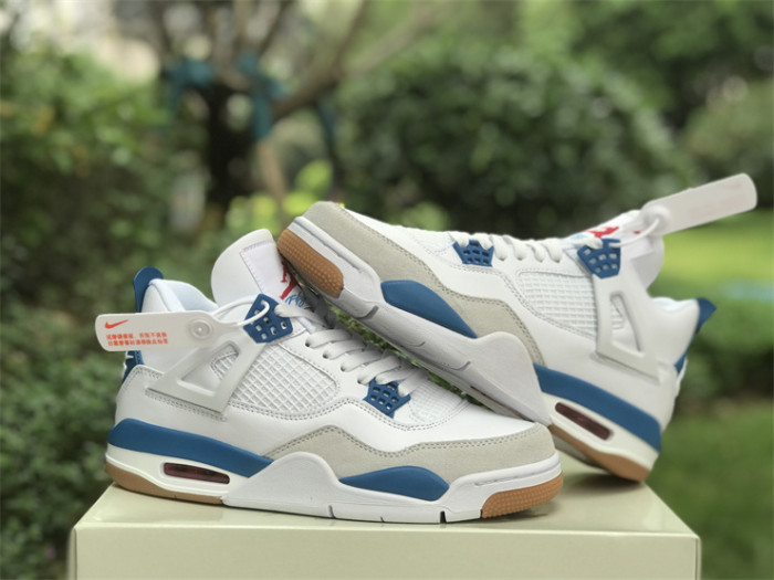 Authentic Nike SB x Air Jordan 4 White Blue