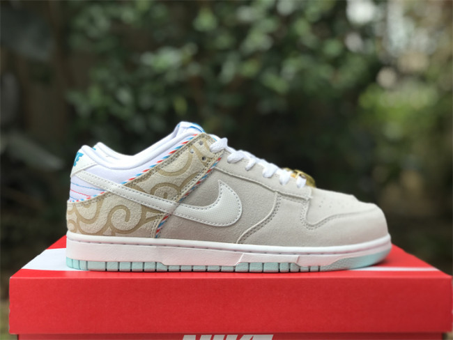 Authentic Nike Dunk Low Retro SE “Barber Shop” White Grey