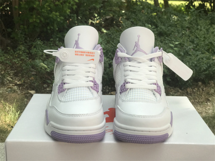 Authentic Air Jordan 4 White Purple